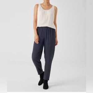 Eileen Fisher Silk Georgette Slouchy Ankle Pants in Graphite NWT -L